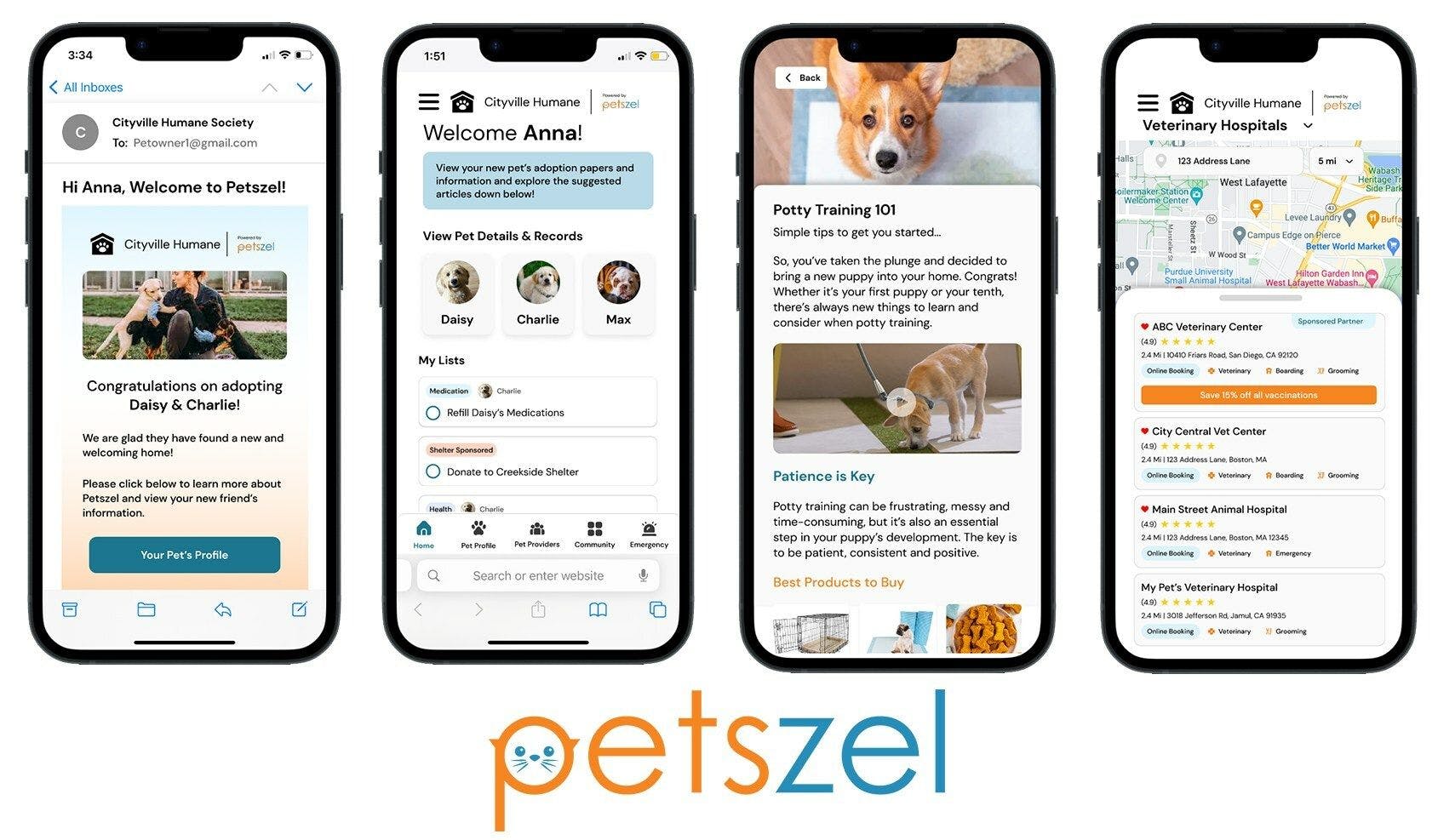 Petszel's post-adoption app for shelters and pet parents. (Photo courtesy of Petszel LLC)