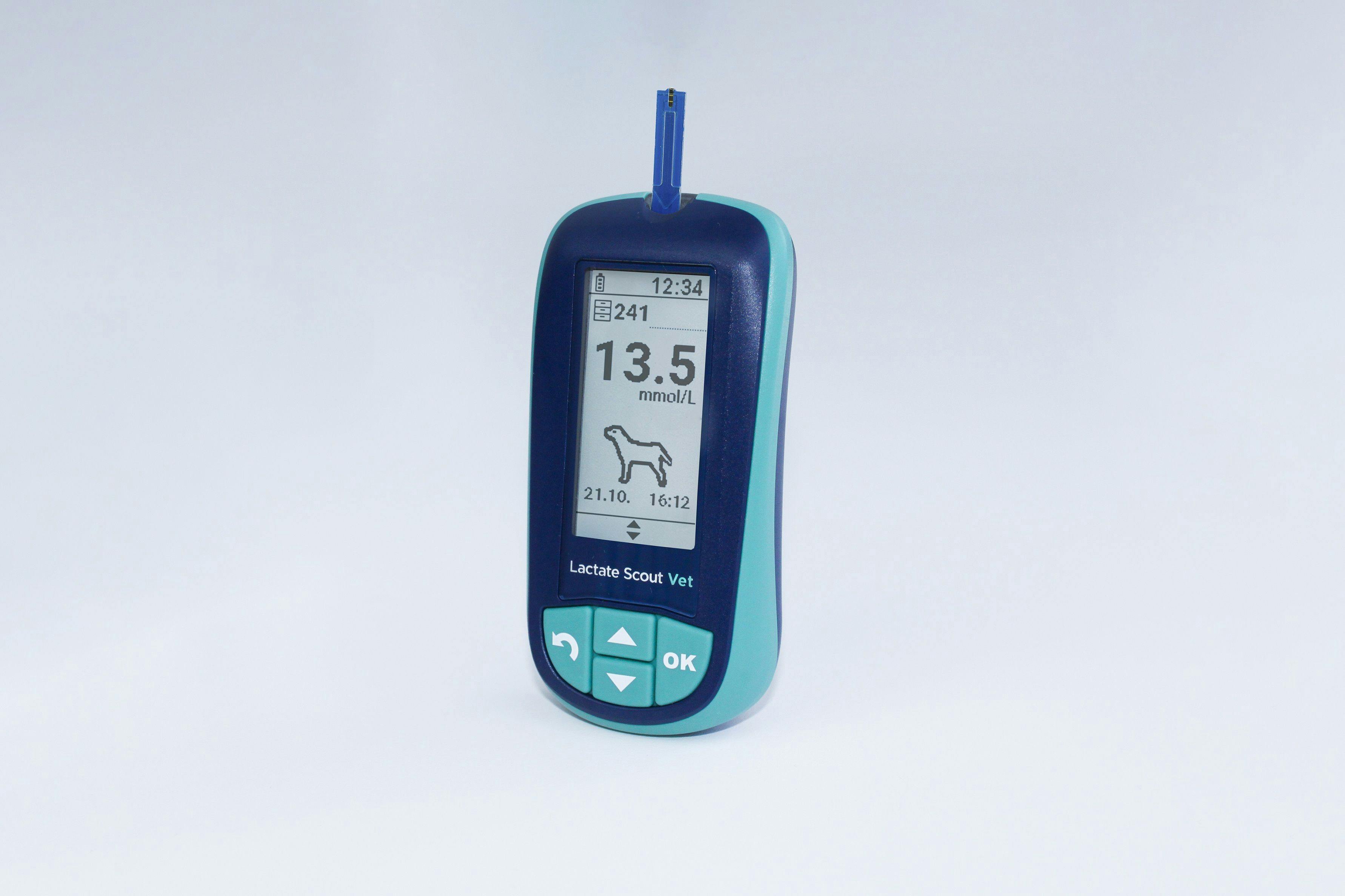 Handheld Lactate Scout Vet analyzer. (Photo courtesy of EKF Diagnostics)